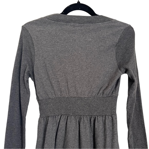 James Perse Gray Tunic Babydoll Top Dress V Neck Long Sleeve 2 - Picture 3 of 7